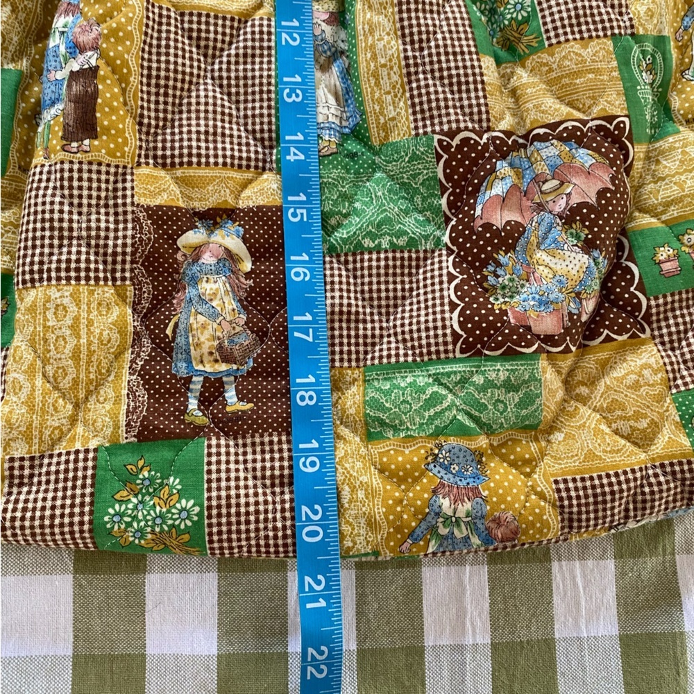 Vintage Holly Hobbie Patchwork Wood Handle Bag Purse Totebag - Picture 14 of 15